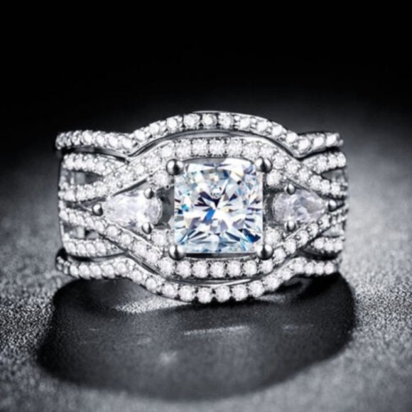 Jewelry - Princess Cut 2.65ct White Sapphire 925 Silver Ring